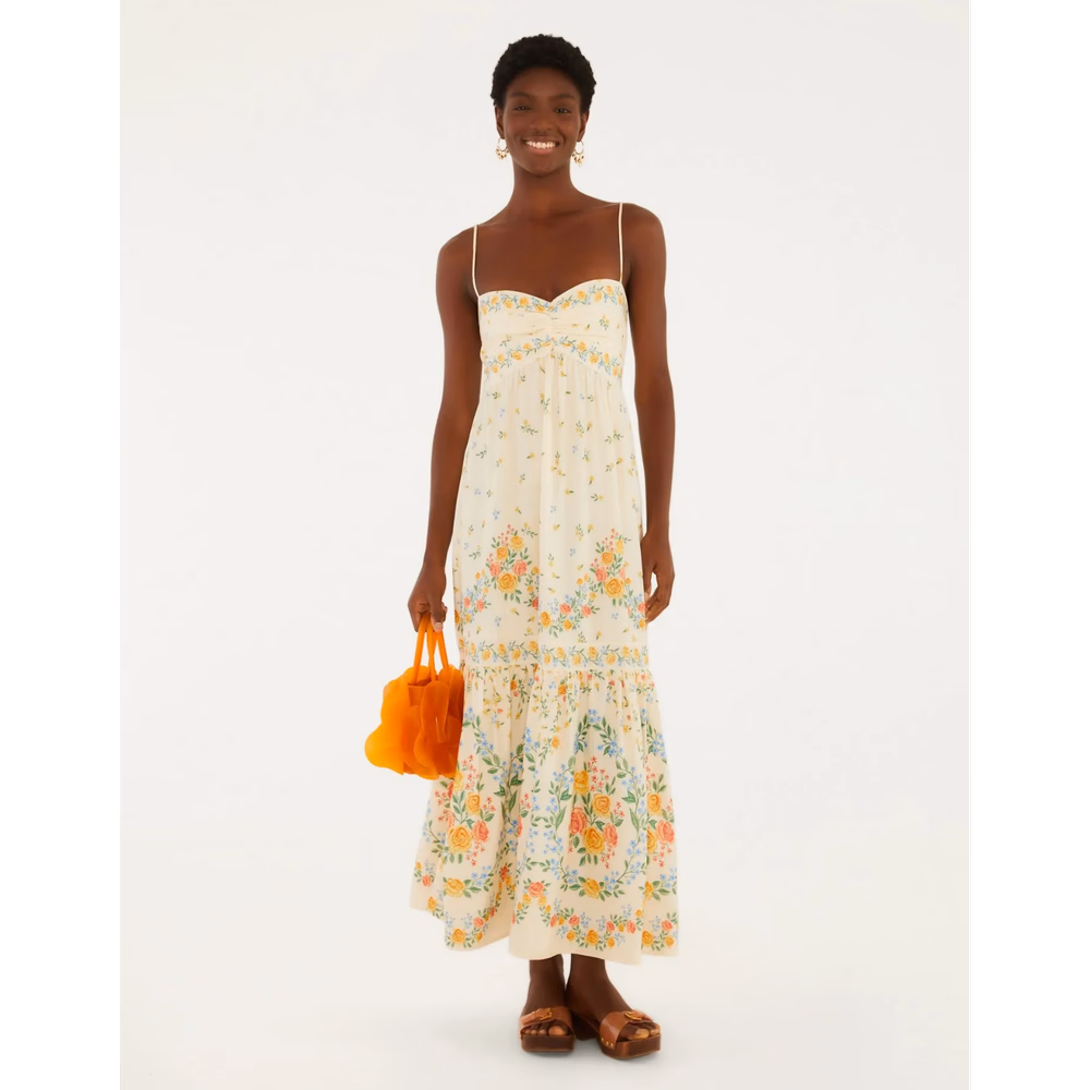 Vestido Longo Alcinha Estampado Aurora Farm